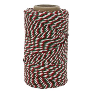 Bakers twine hobbysnöre no. 6 röd/vit/grön 100m